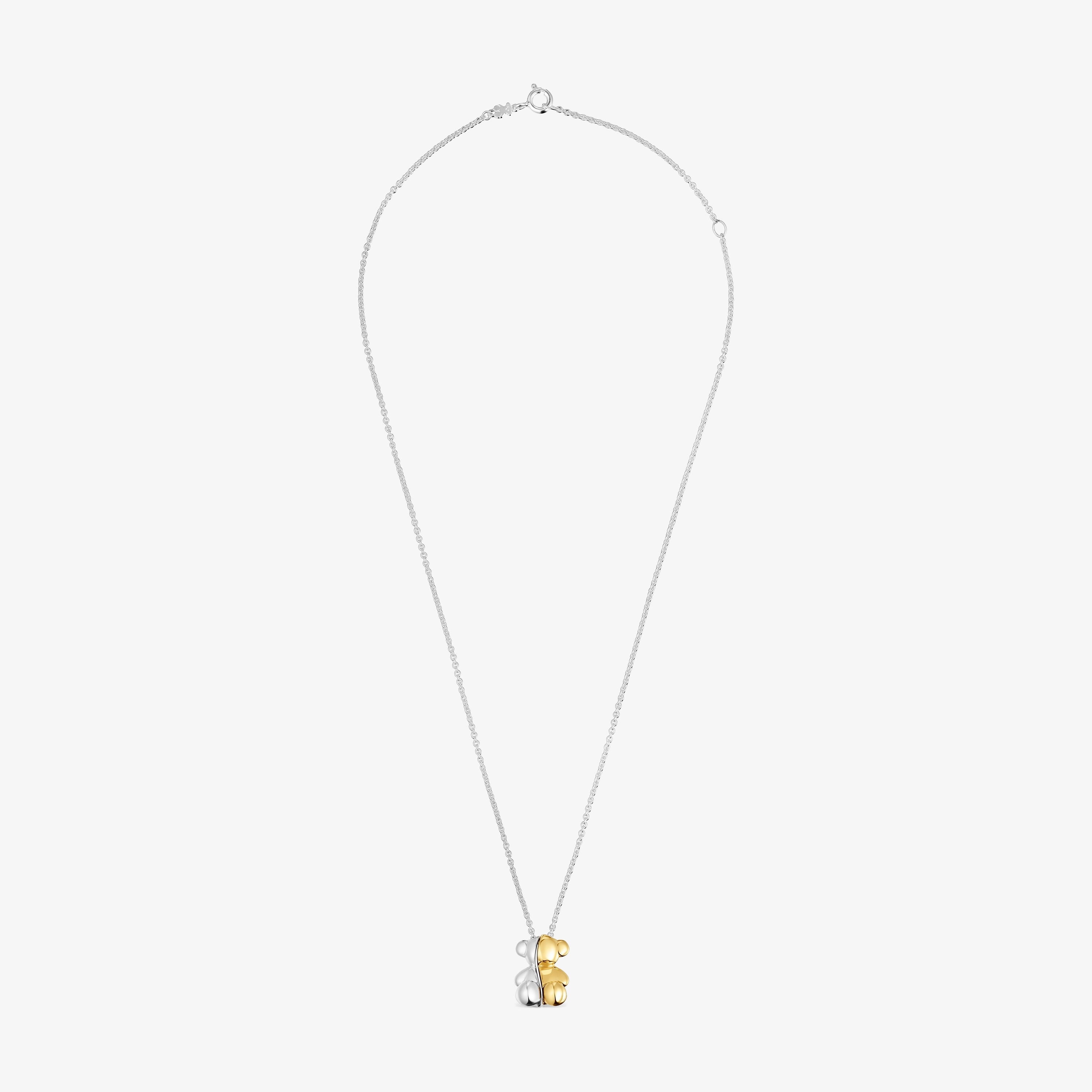 Short two-tone bear Double necklace My Other Half