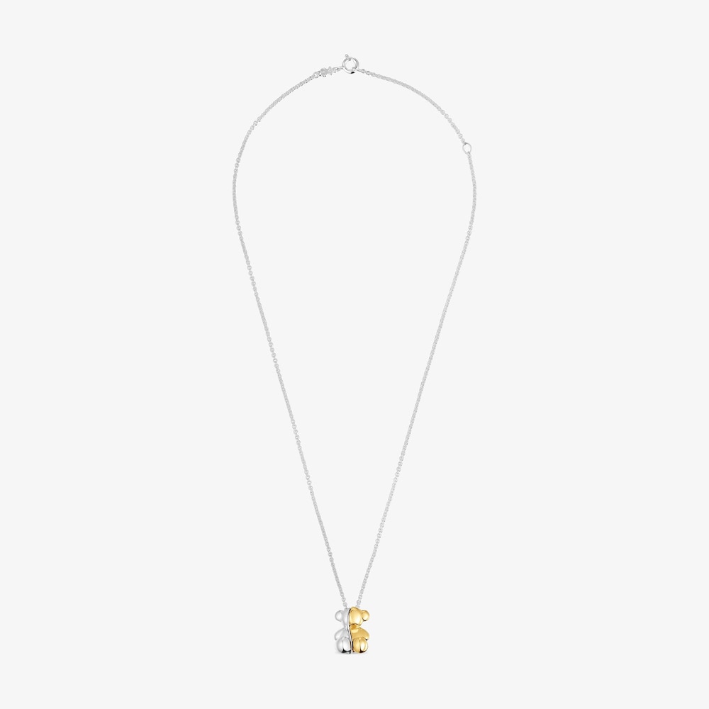 Kr&aacute;tky dvojfarebn&yacute; Dvojit&yacute; n&aacute;hrdeln&iacute;k s&nbsp;medved&iacute;kom My Other Half