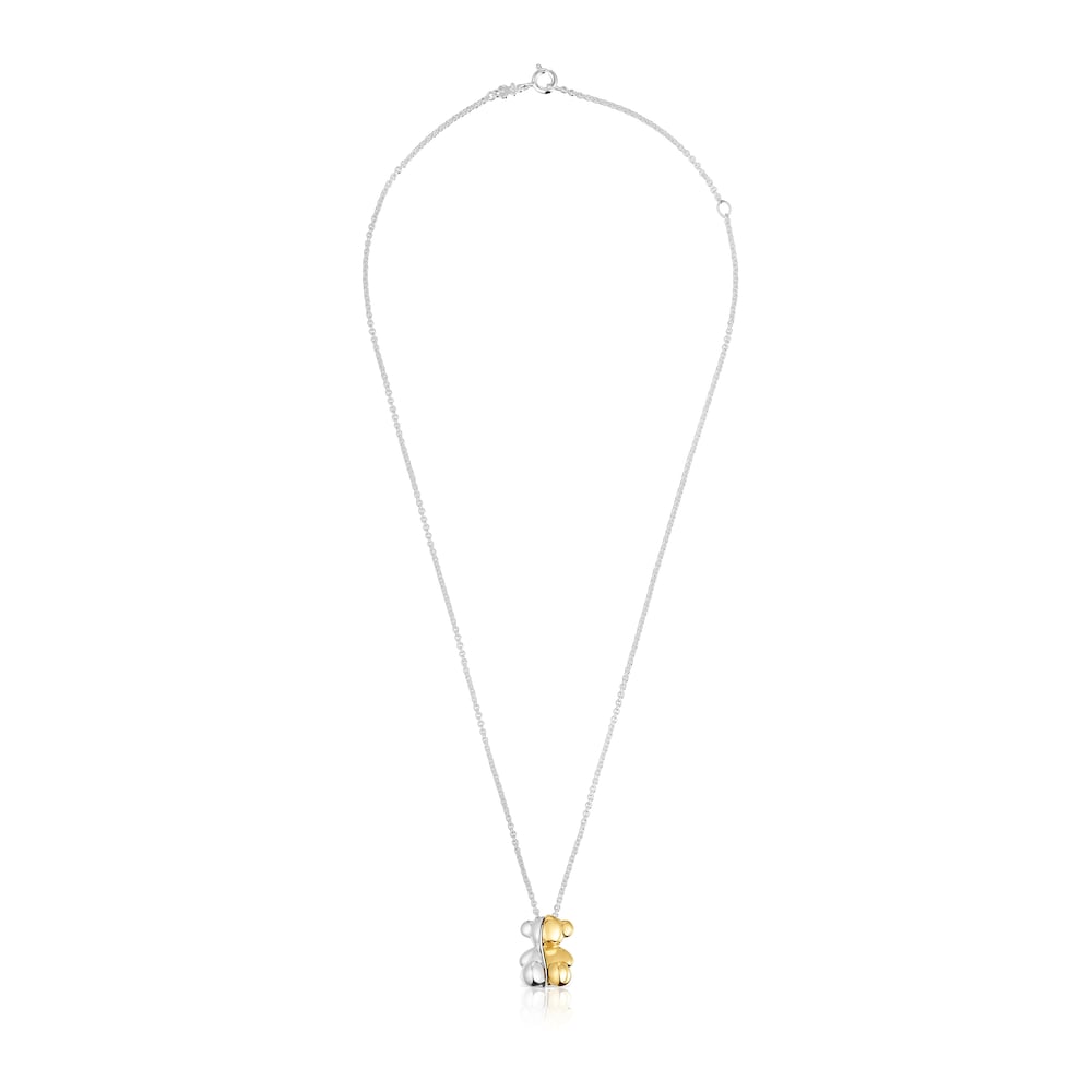 Short two-tone bear Double necklace My Other Half