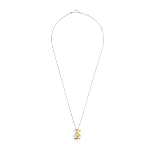 Short two-tone bear Double necklace My Other Half