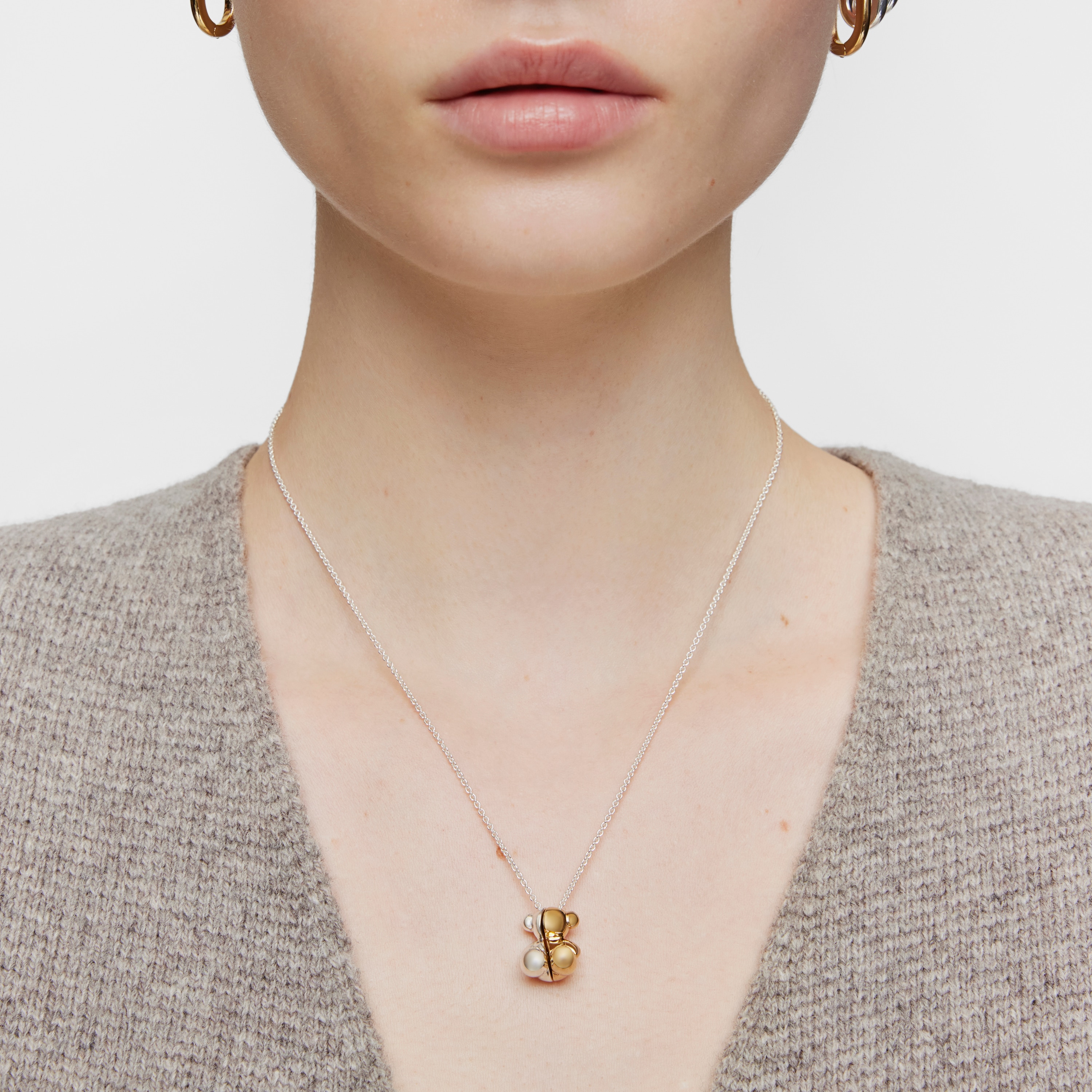 Short two-tone bear Double necklace My Other Half