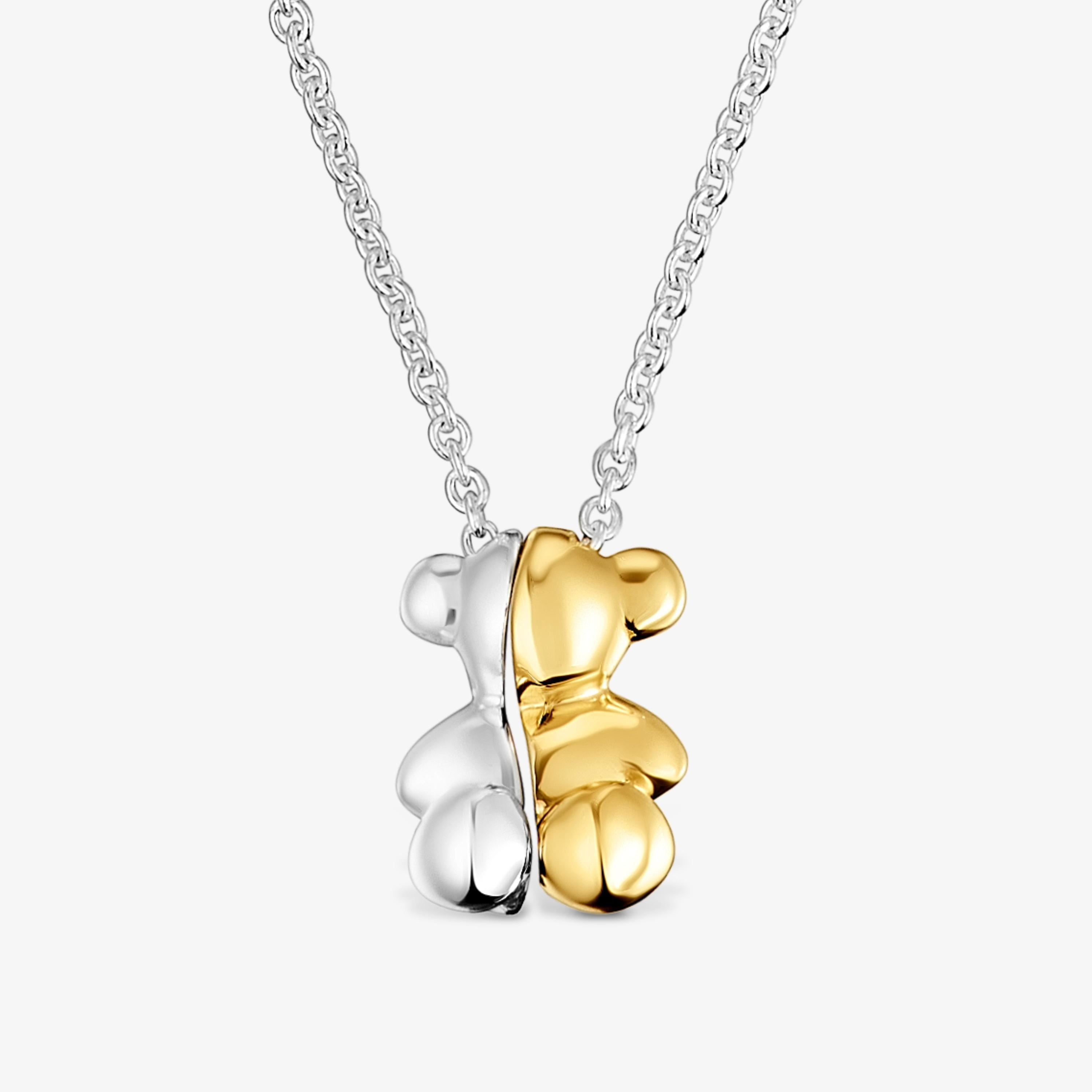 Short two-tone small bear Double necklace My Other Half