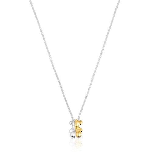 Short two-tone small bear Double necklace My Other Half
