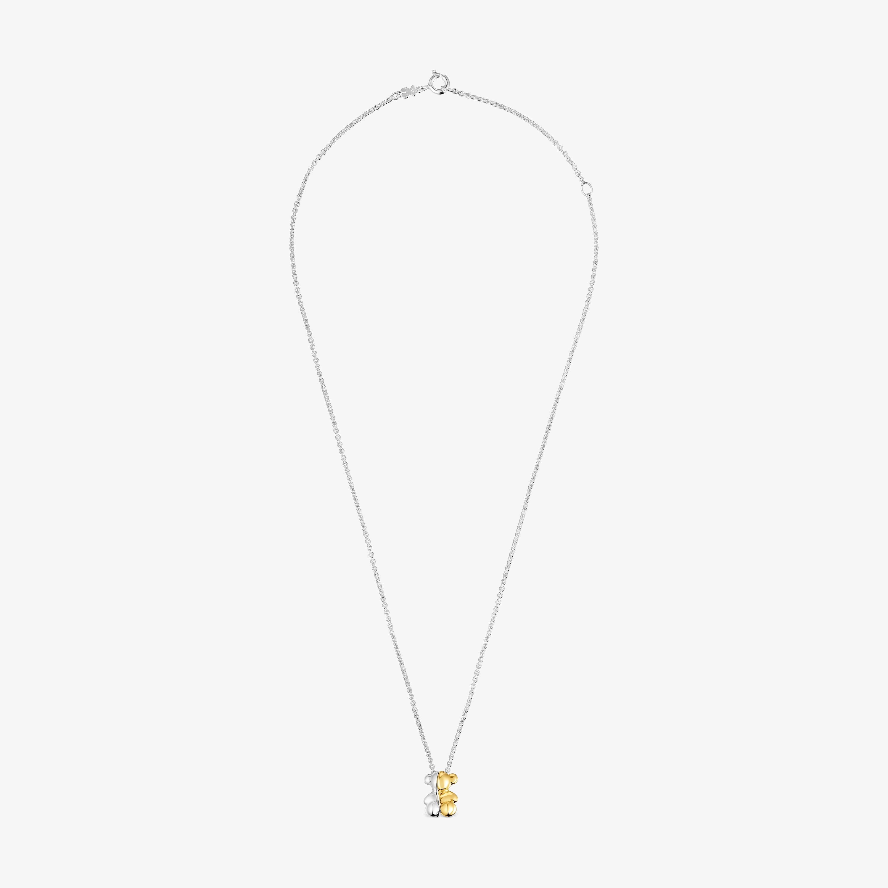 Short two-tone small bear Double necklace My Other Half