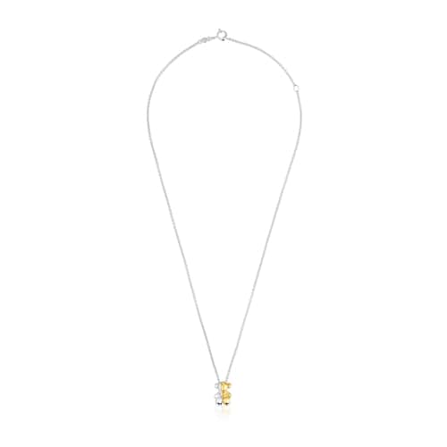 Short two-tone small bear Double necklace My Other Half