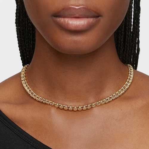 Collar corto con baño de oro 18 kt sobre plata motivos oso Bold Bear