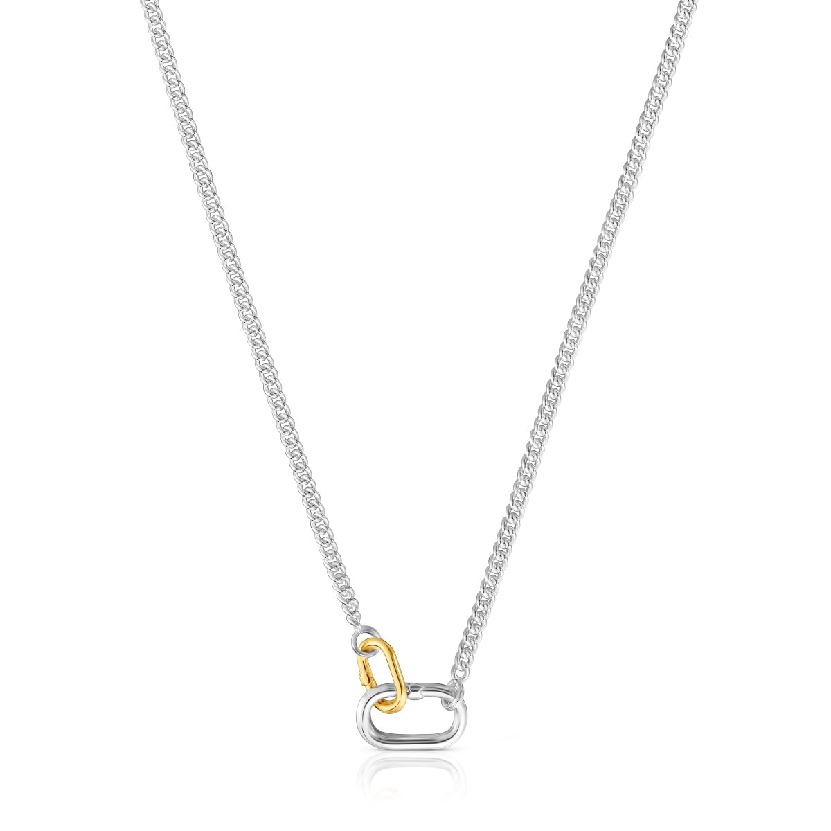 Collar corto de plata con anillas bicolor Hold Oval