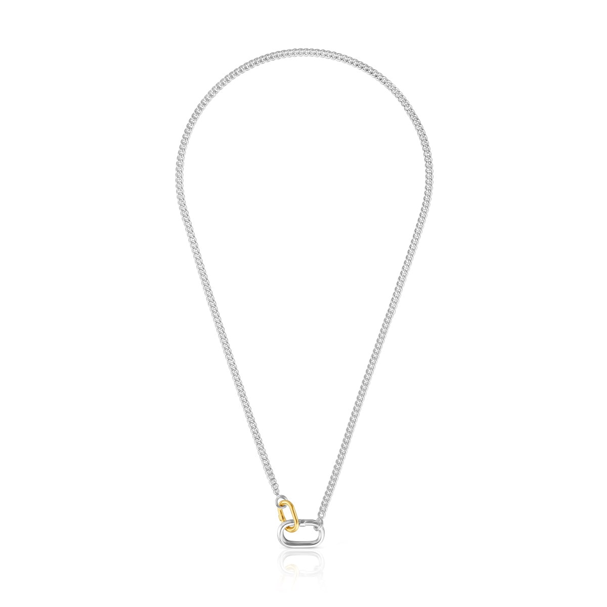 Collar corto de plata con anillas bicolor Hold Oval