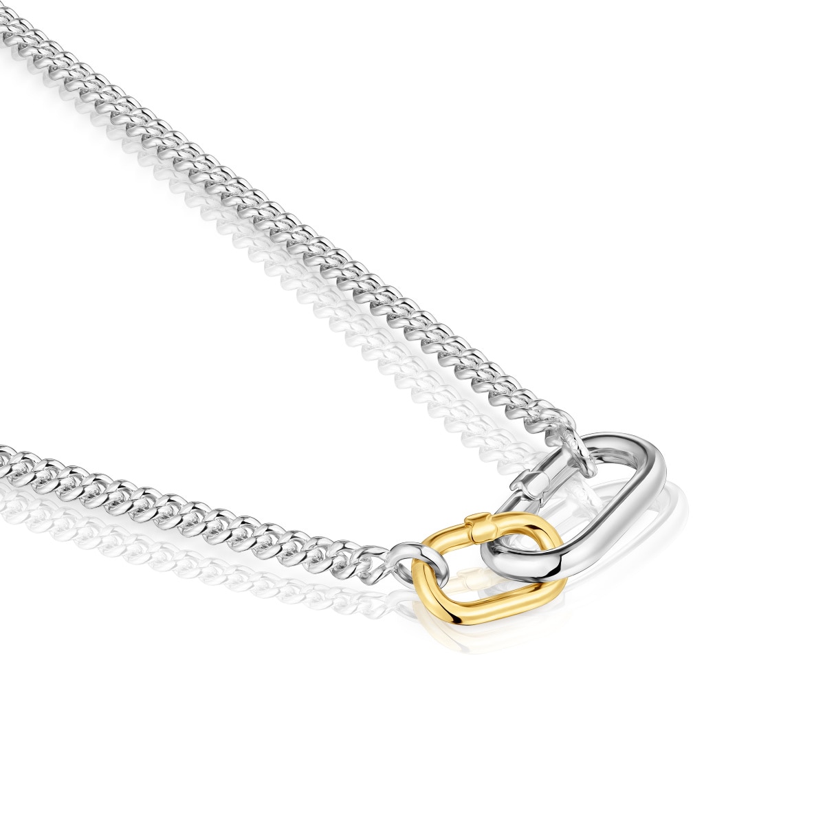 Collar corto de plata con anillas bicolor Hold Oval