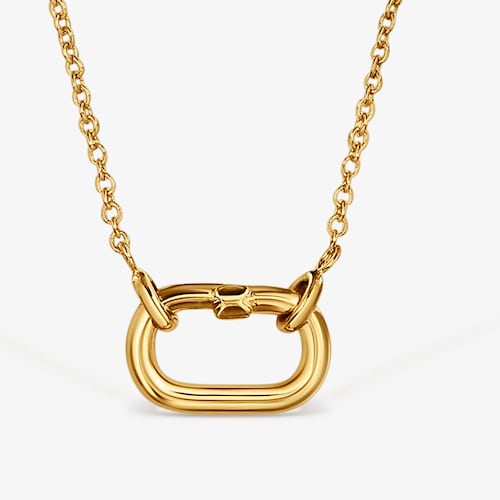 Collaret curt amb bany d'or 18 kt sobre plata amb anella Hold Oval