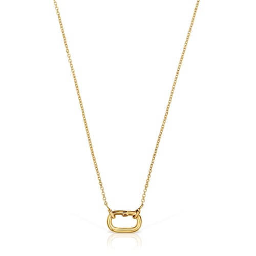 Collar corto con baño de oro 18 kt sobre plata con anilla Hold Oval