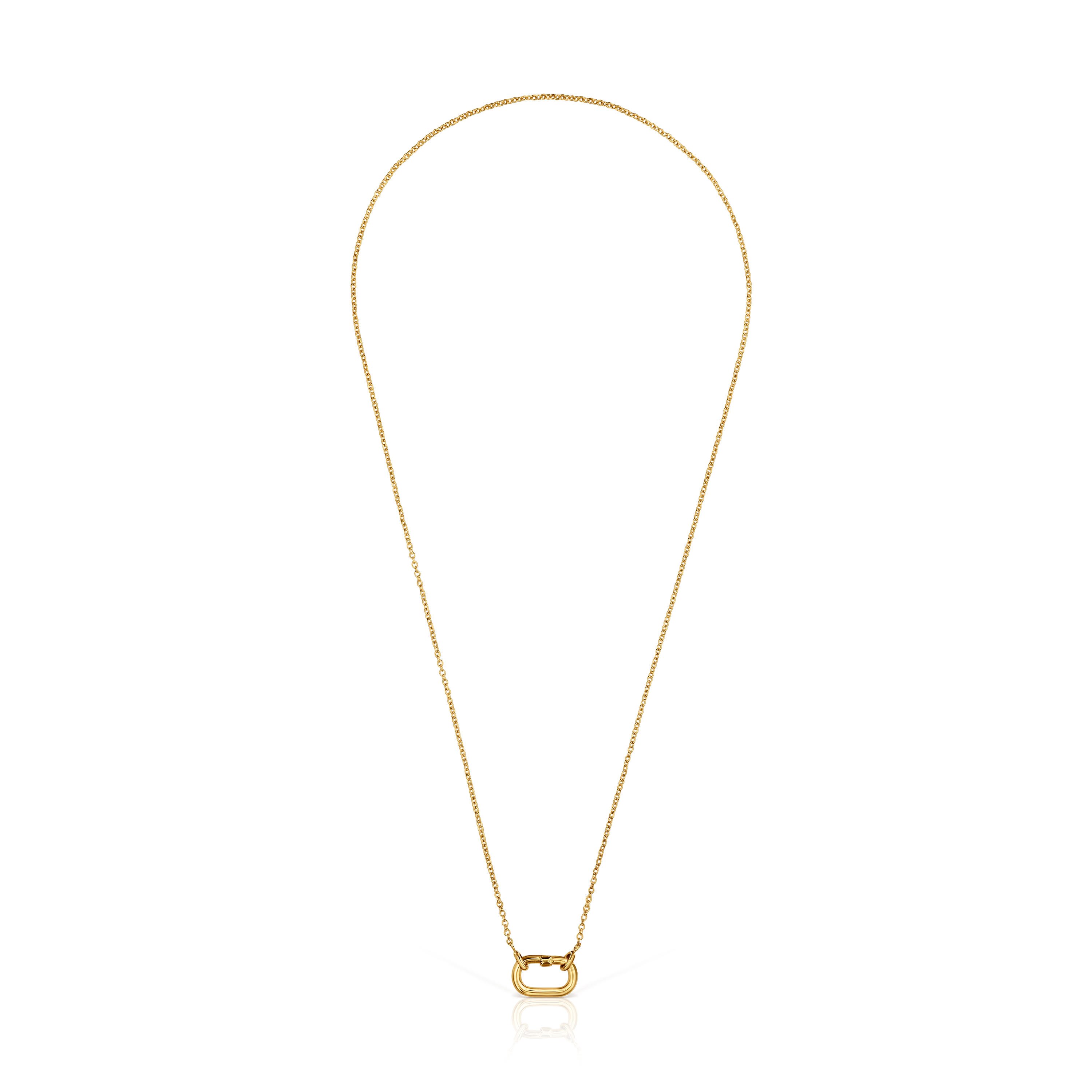 Collar corto con baño de oro 18 kt sobre plata con anilla Hold Oval