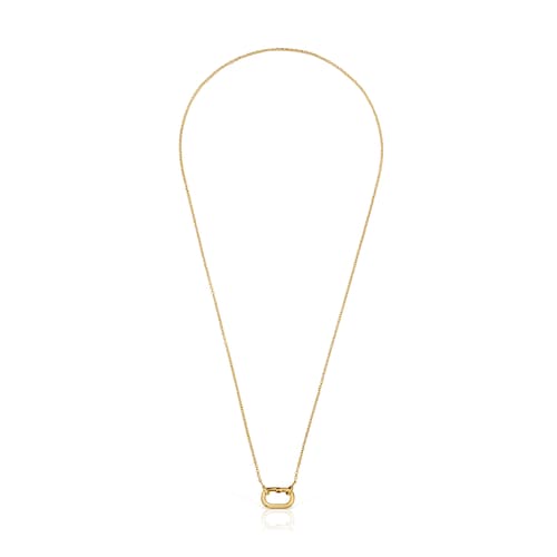 Collar corto con baño de oro 18 kt sobre plata con anilla Hold Oval