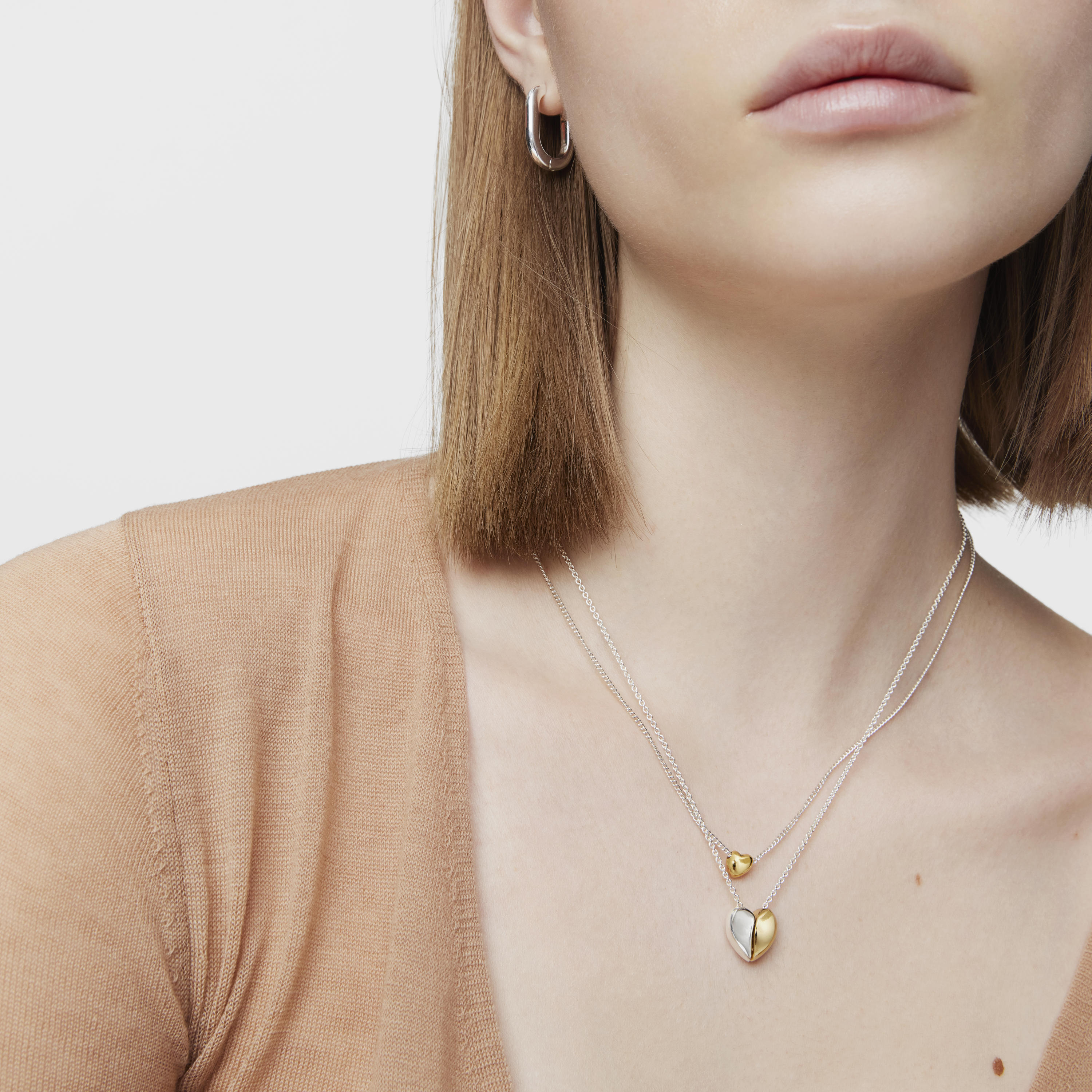 Short two-tone heart Necklace My Other Half