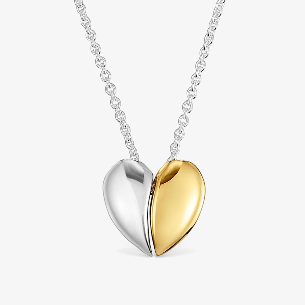 Short two-tone heart Double necklace My Other Half
