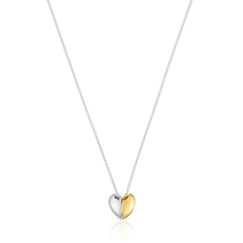 Short two-tone heart Double necklace My Other Half