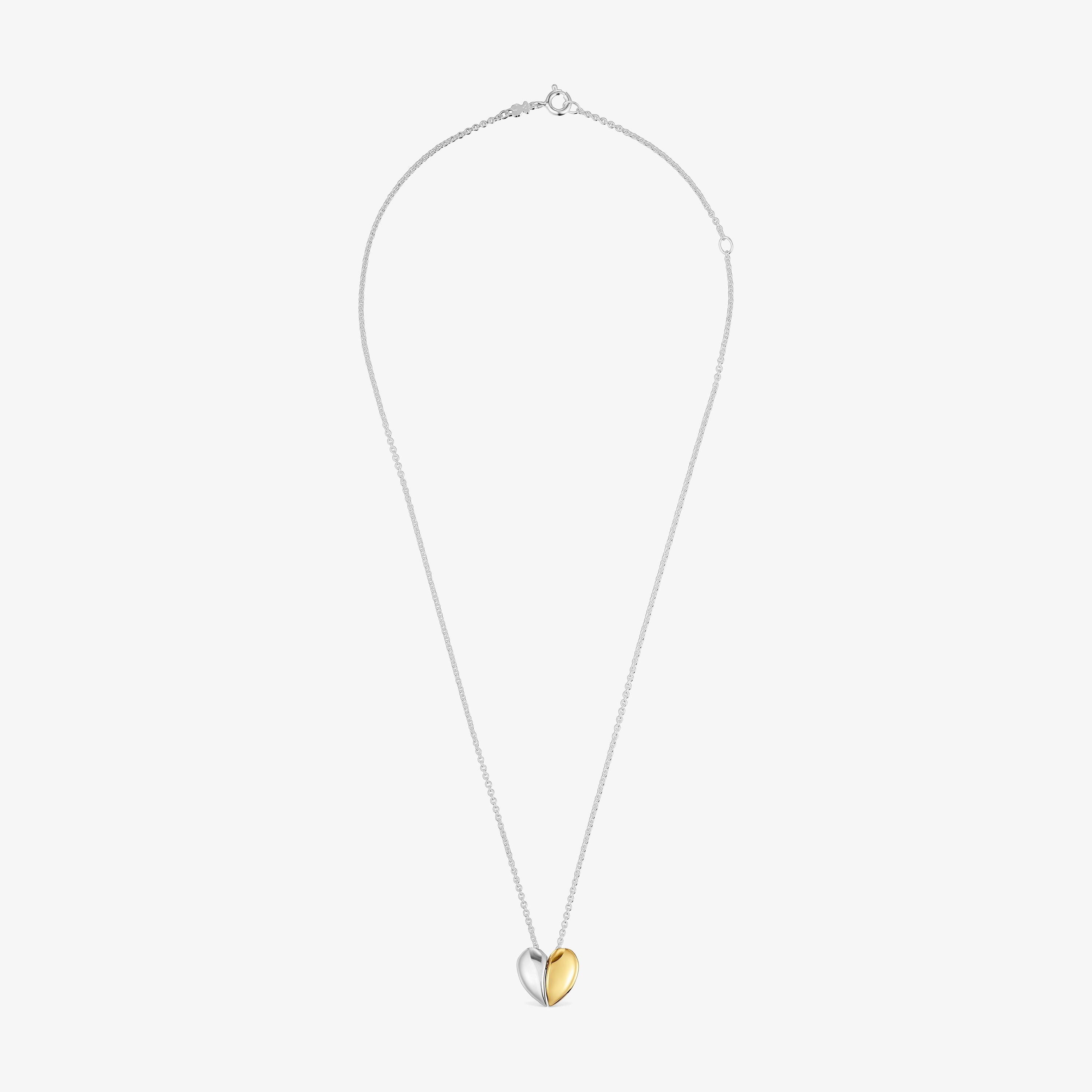 Short two-tone heart Double necklace My Other Half