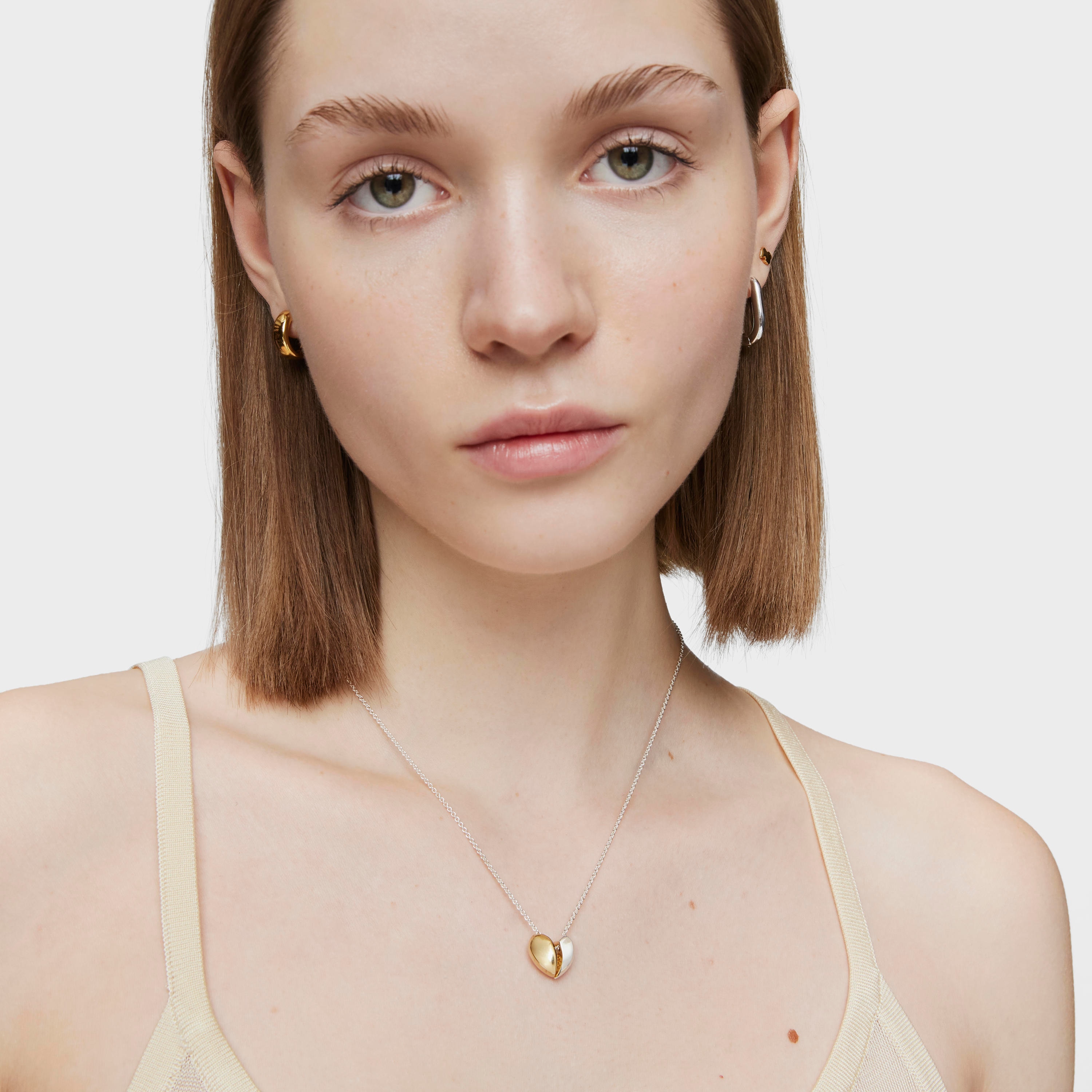 Short two-tone heart Double necklace My Other Half