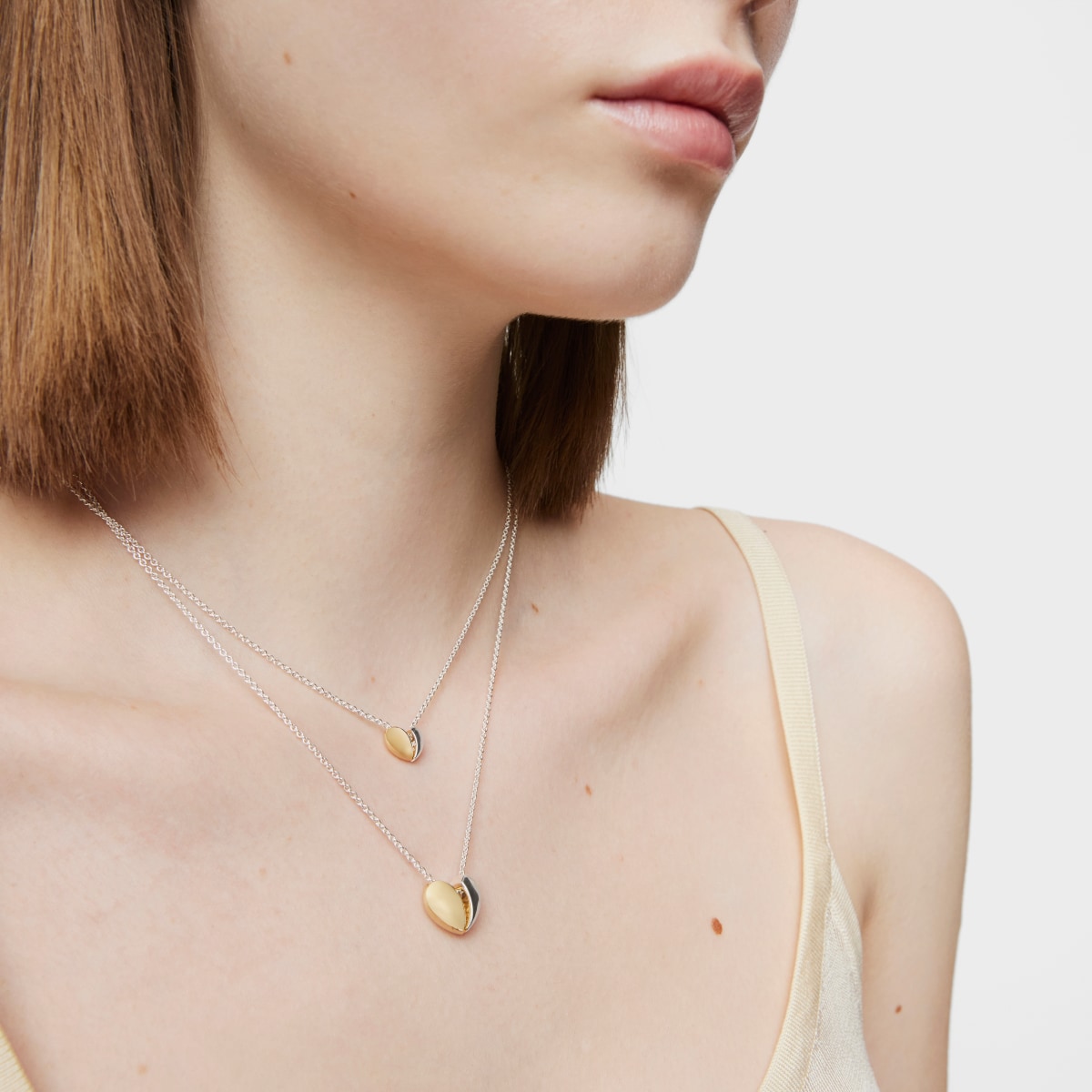 Short two-tone heart Double necklace My Other Half