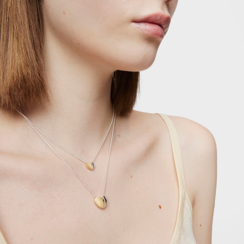 Short two-tone heart Double necklace My Other Half