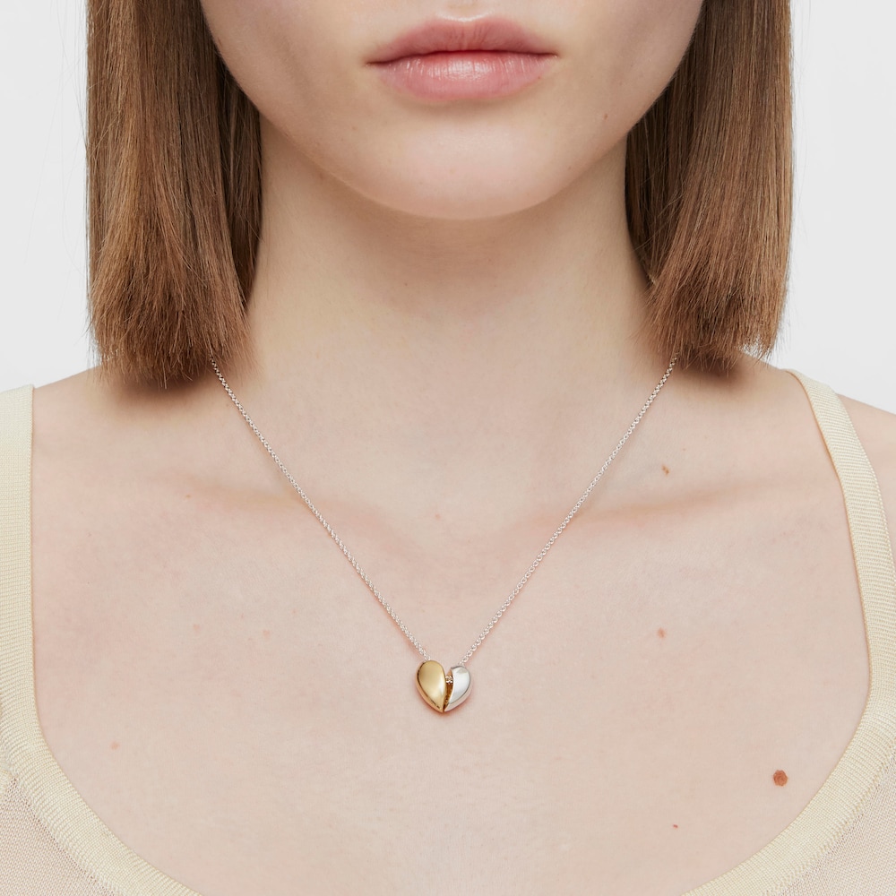 Short two-tone heart Double necklace My Other Half