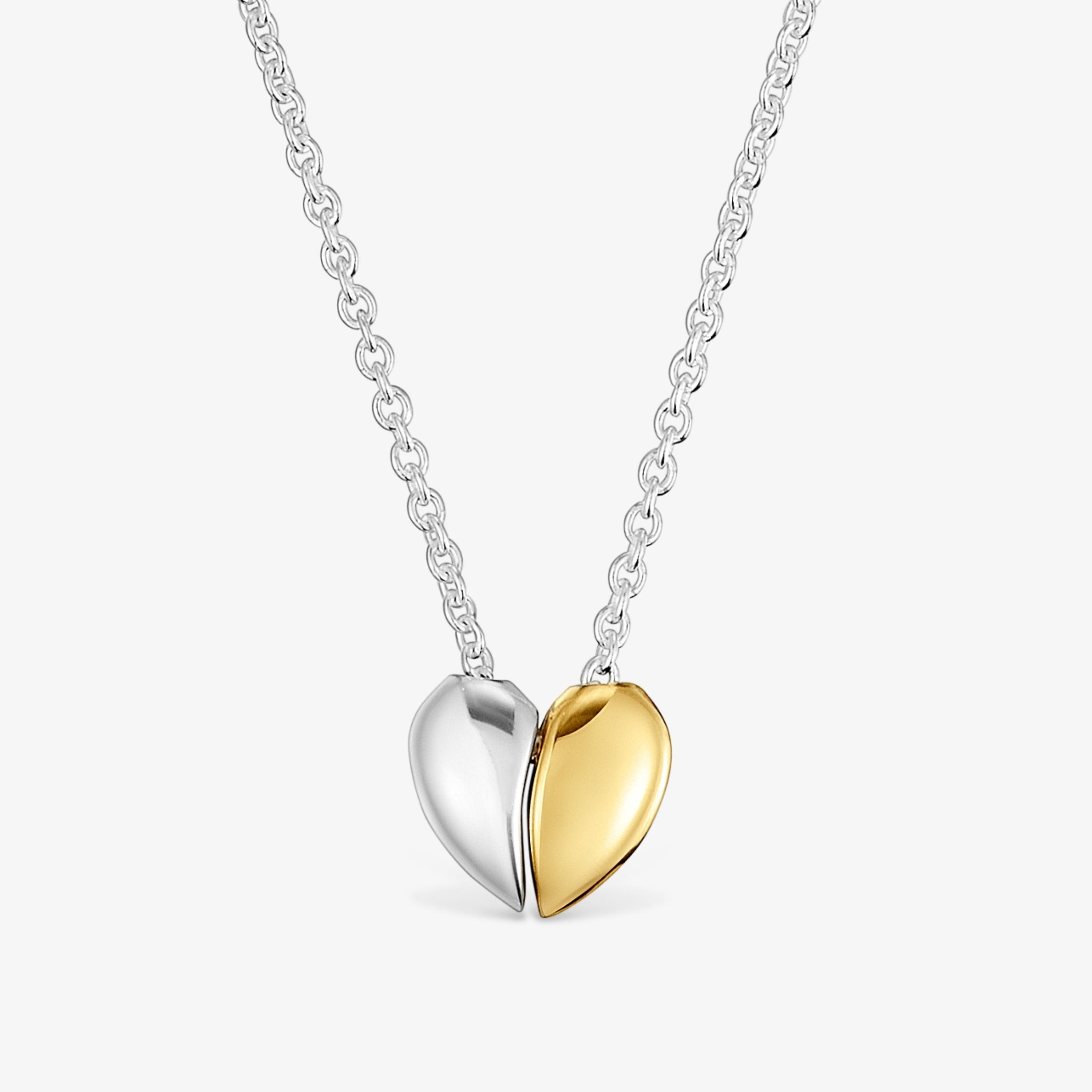 Short two-tone small heart Double necklace My Other Half