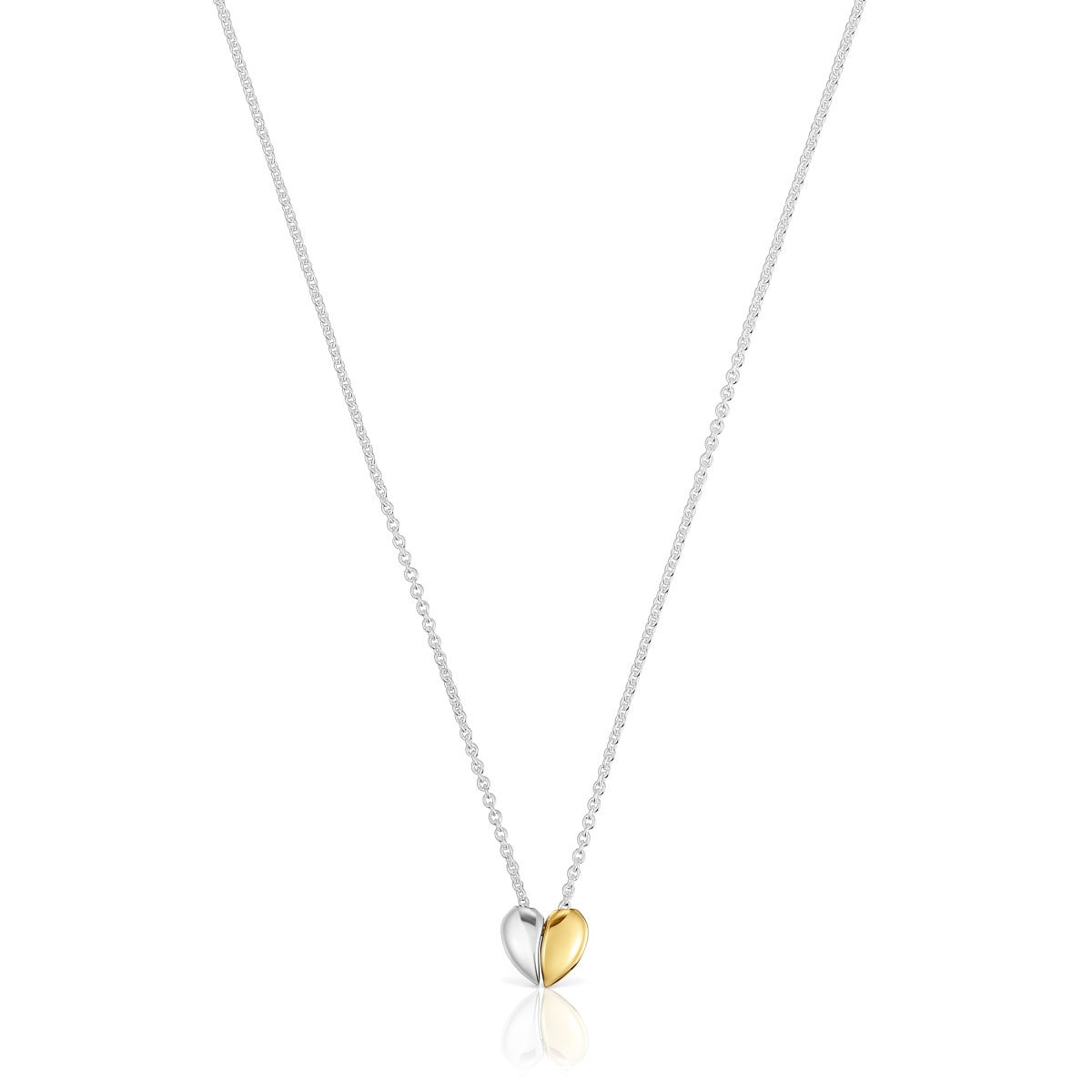 Tous - Collar Corto Doble Corazón Pequeño Bicolor My Other Half - Plateado
