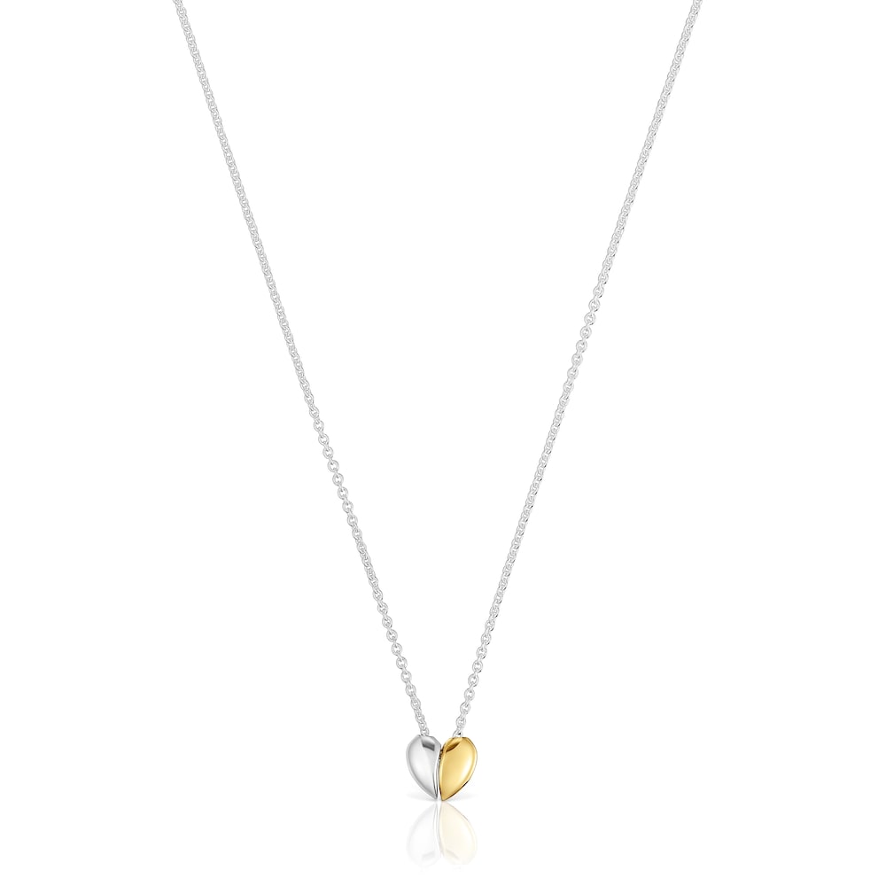 Short two-tone small heart Double necklace My Other Half