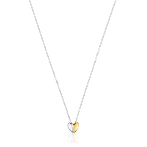 Short two-tone small heart Double necklace My Other Half