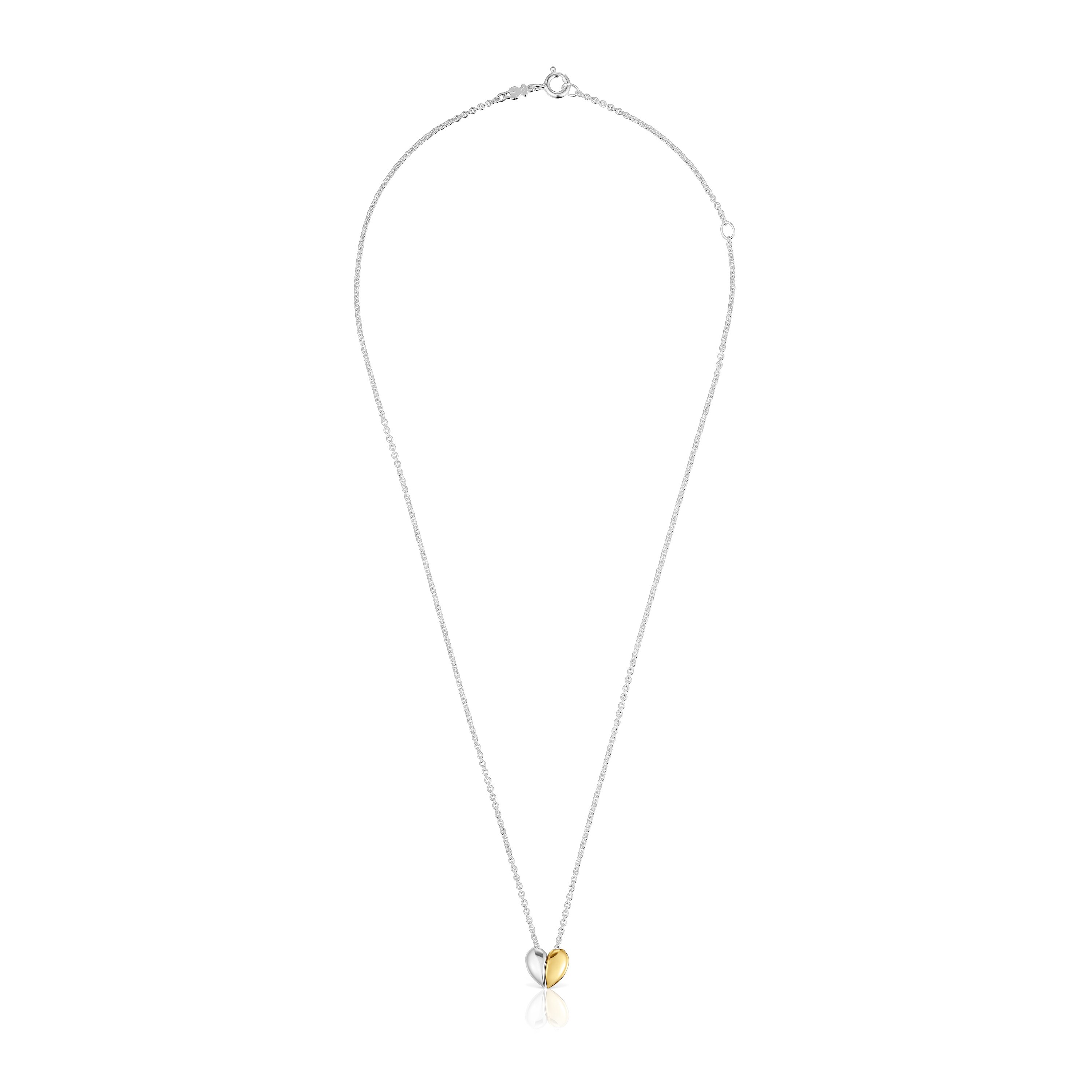 Short two-tone small heart Double necklace My Other Half