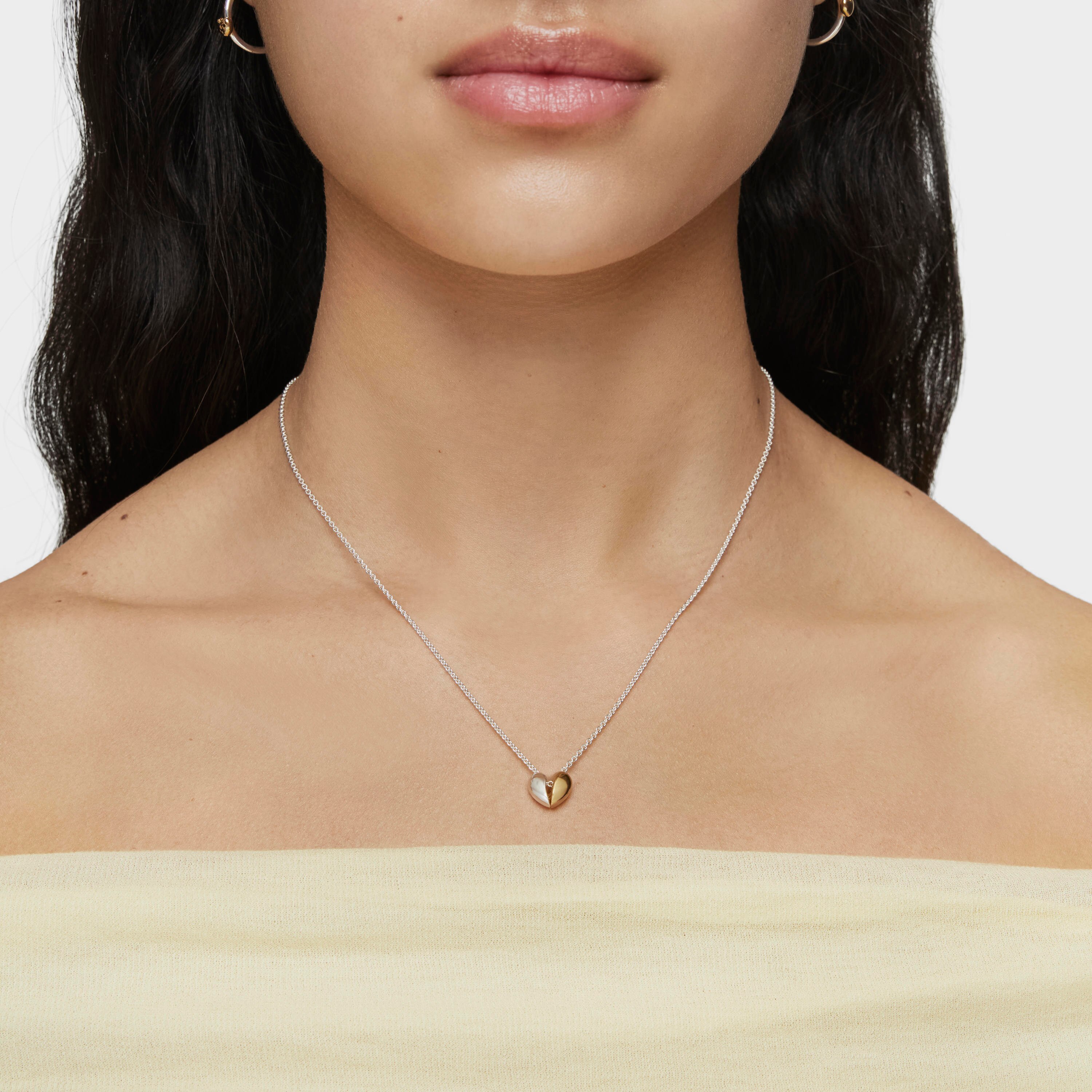 Short two-tone small heart Double necklace My Other Half