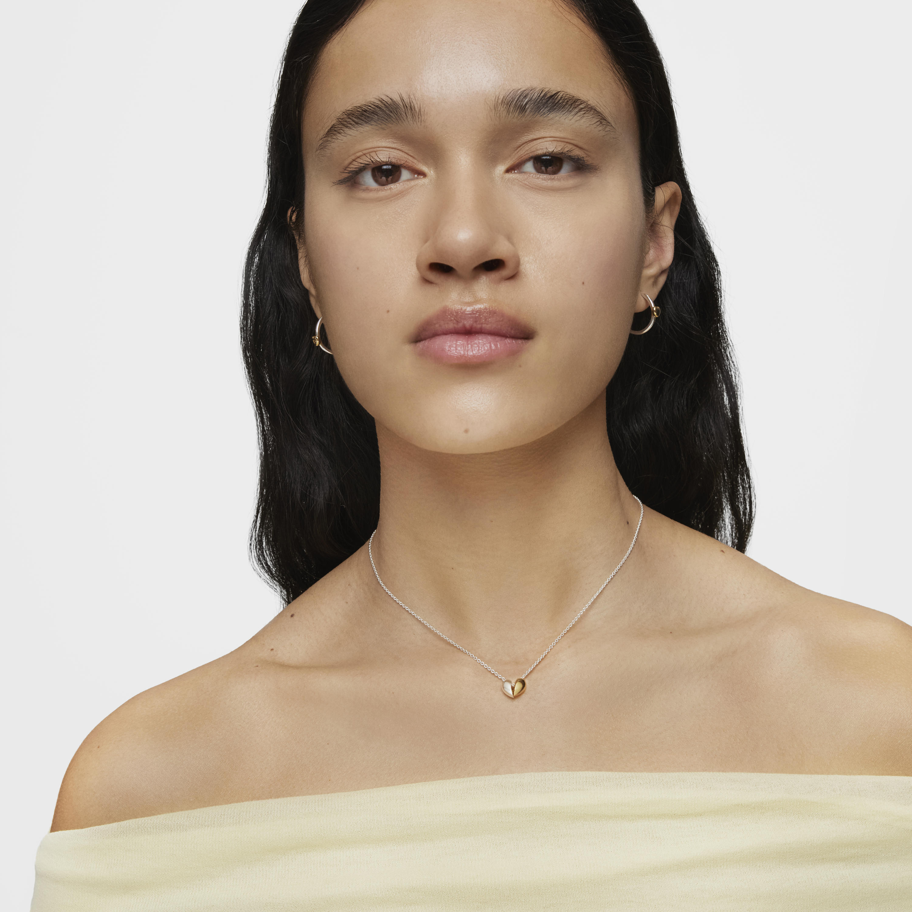 Short two-tone small heart Double necklace My Other Half