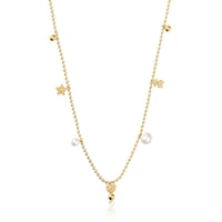 Short Necklace with 18kt gold plating over silver, cultured pearls and motifs TOUS Grain
