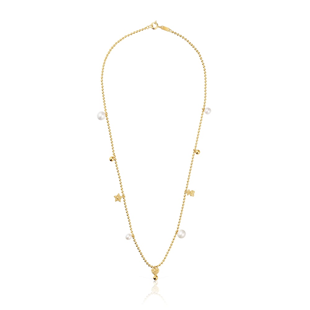 Collar corto con baño de oro de 18 kt sobre plata, perlas cultivadas y motivos TOUS Grain Collar corto con baño de oro de 18 kt sobre plata, perlas cultivadas y motivos TOUS Grain