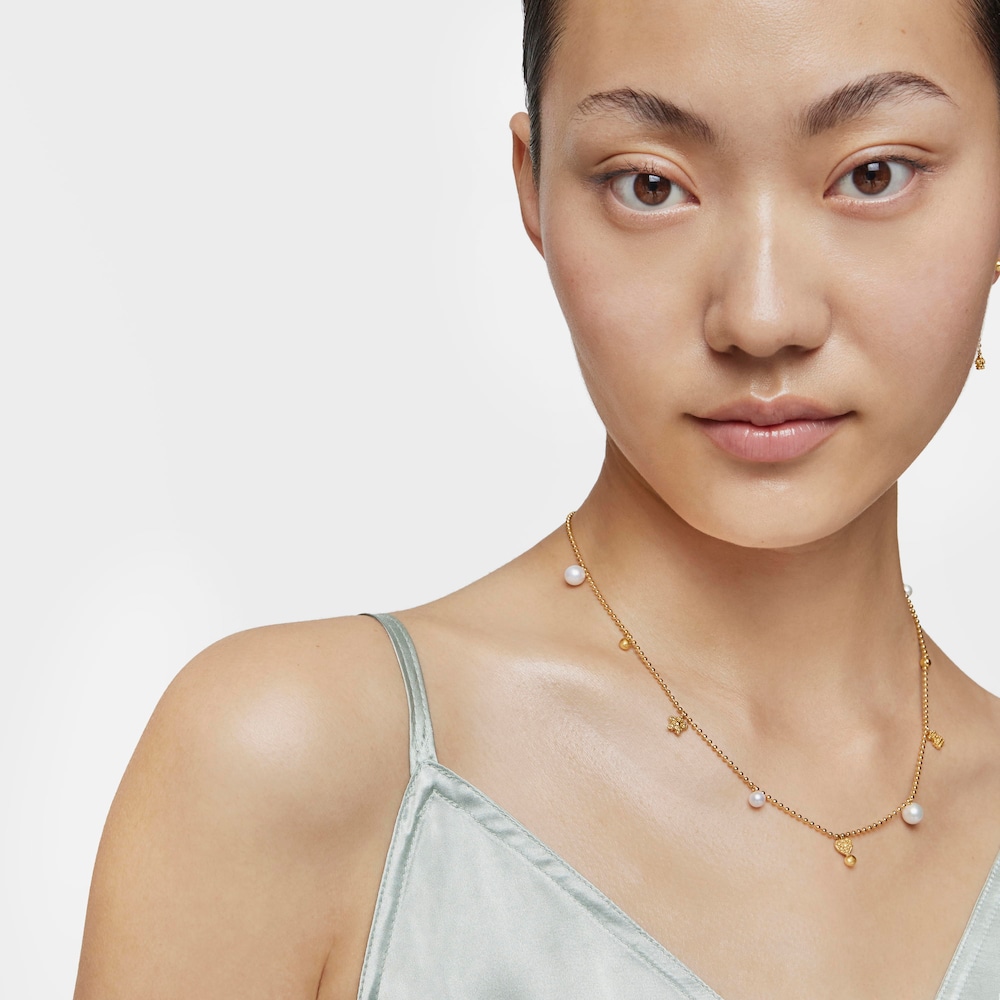 Short Necklace with 18K gold vermeil, cultured pearls and motifs TOUS Grain