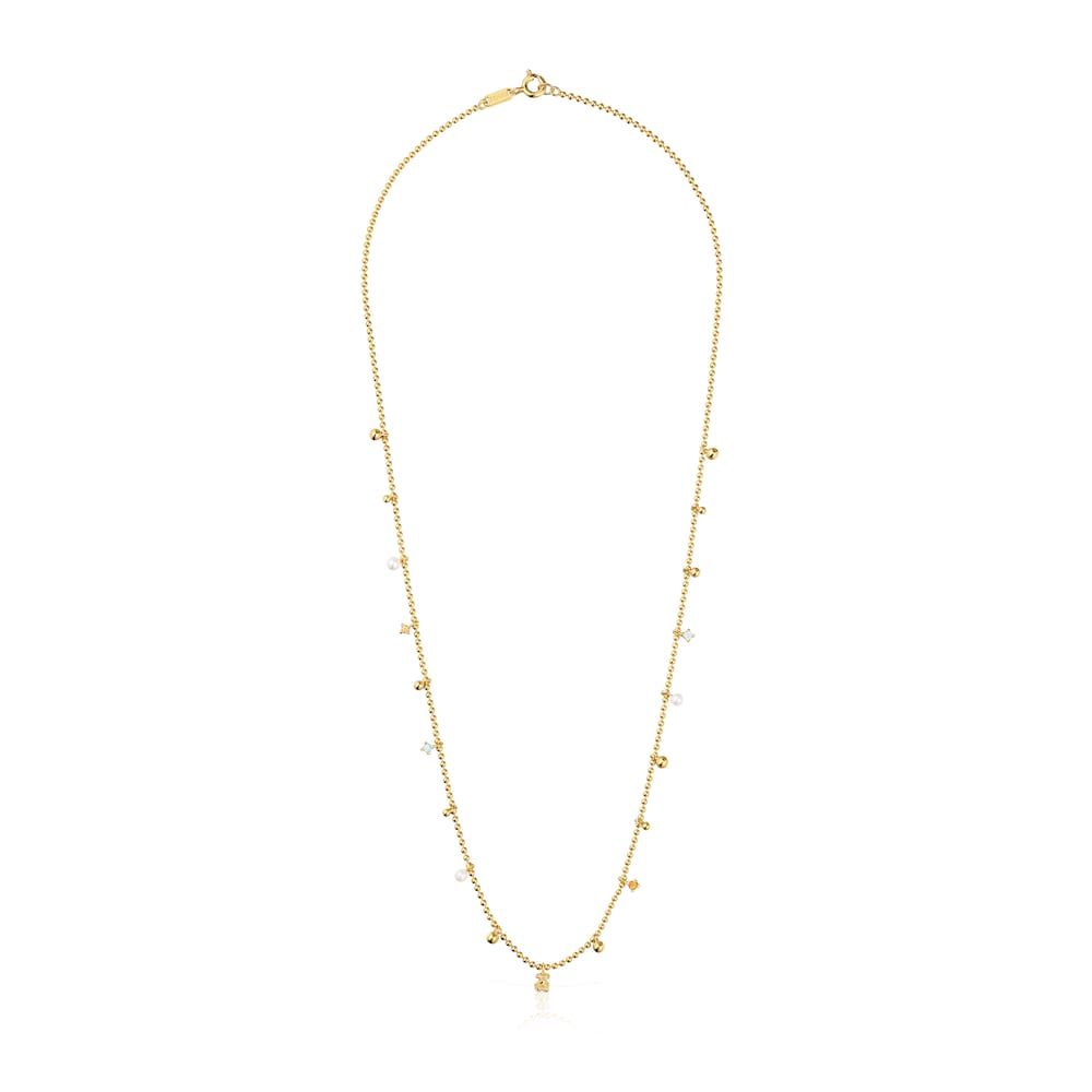 Collar corto con baño de oro de 18 kt sobre plata, perlas cultivadas y gemas TOUS Grain Collar corto con baño de oro de 18 kt sobre plata, perlas cultivadas y gemas TOUS Grain