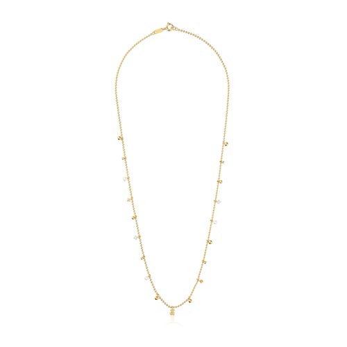 Collar corto con baño de oro de 18 kt sobre plata, perlas cultivadas y gemas TOUS Grain