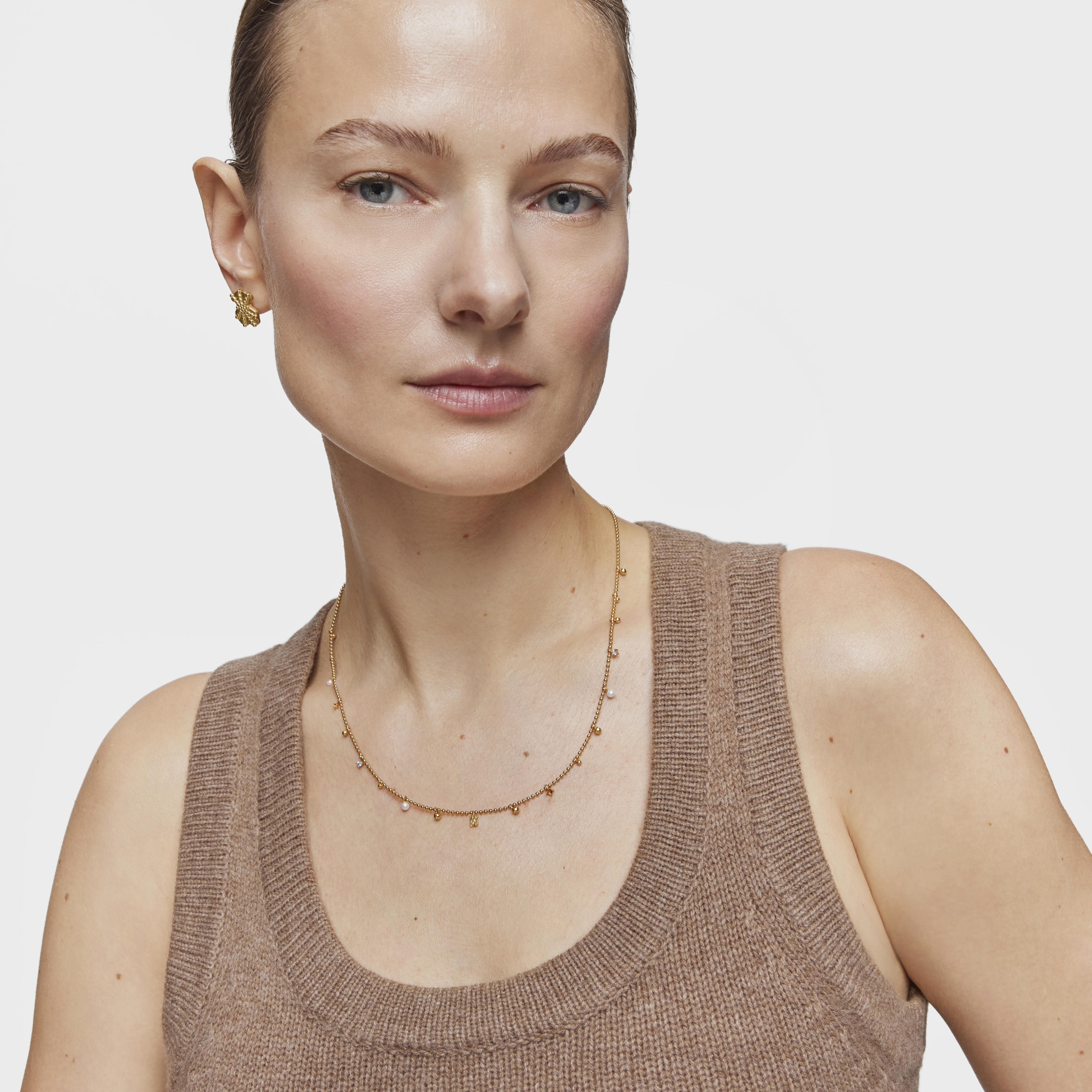 Short Necklace with 18K gold vermeil, cultured pearls and gemstones TOUS Grain