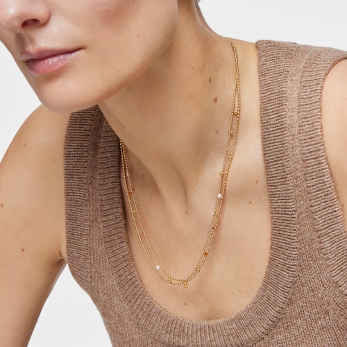 Collar corto con baño de oro de 18 kt sobre plata, perlas cultivadas y gemas TOUS Grain