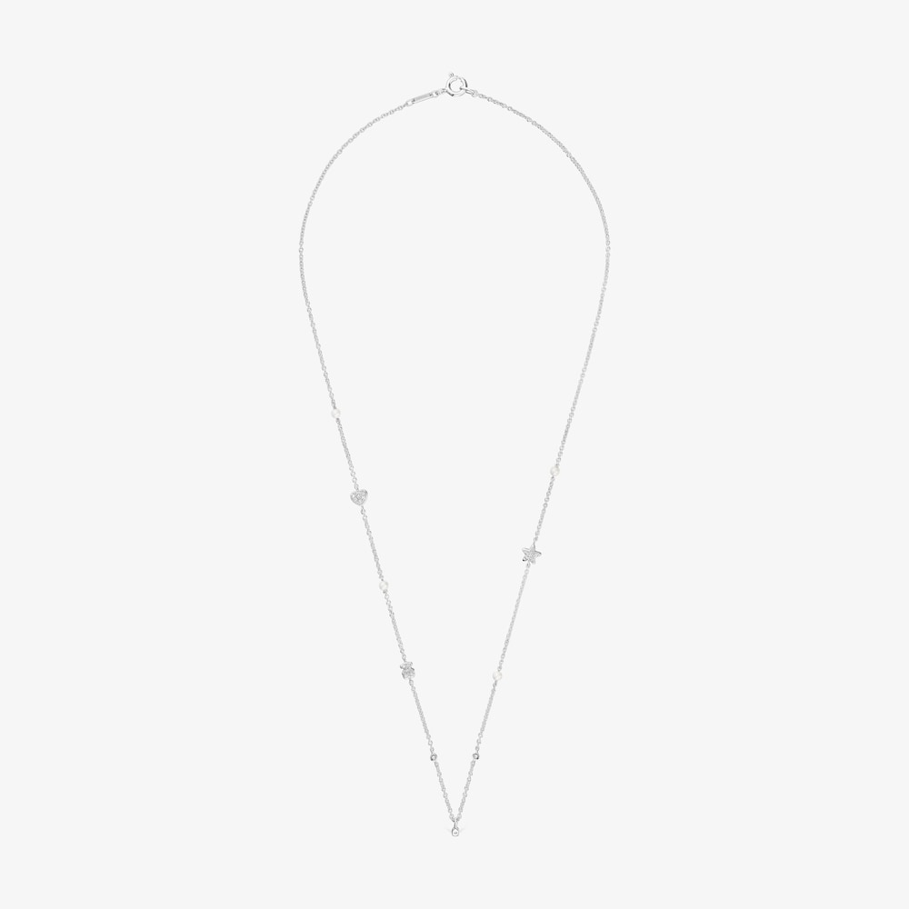 Collar corto de oro blanco con diamantes, perlas cultivadas y motivos TOUS Grain