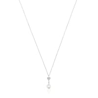 Short white-gold heart Necklace with diamonds and cultured pearl TOUS Grain