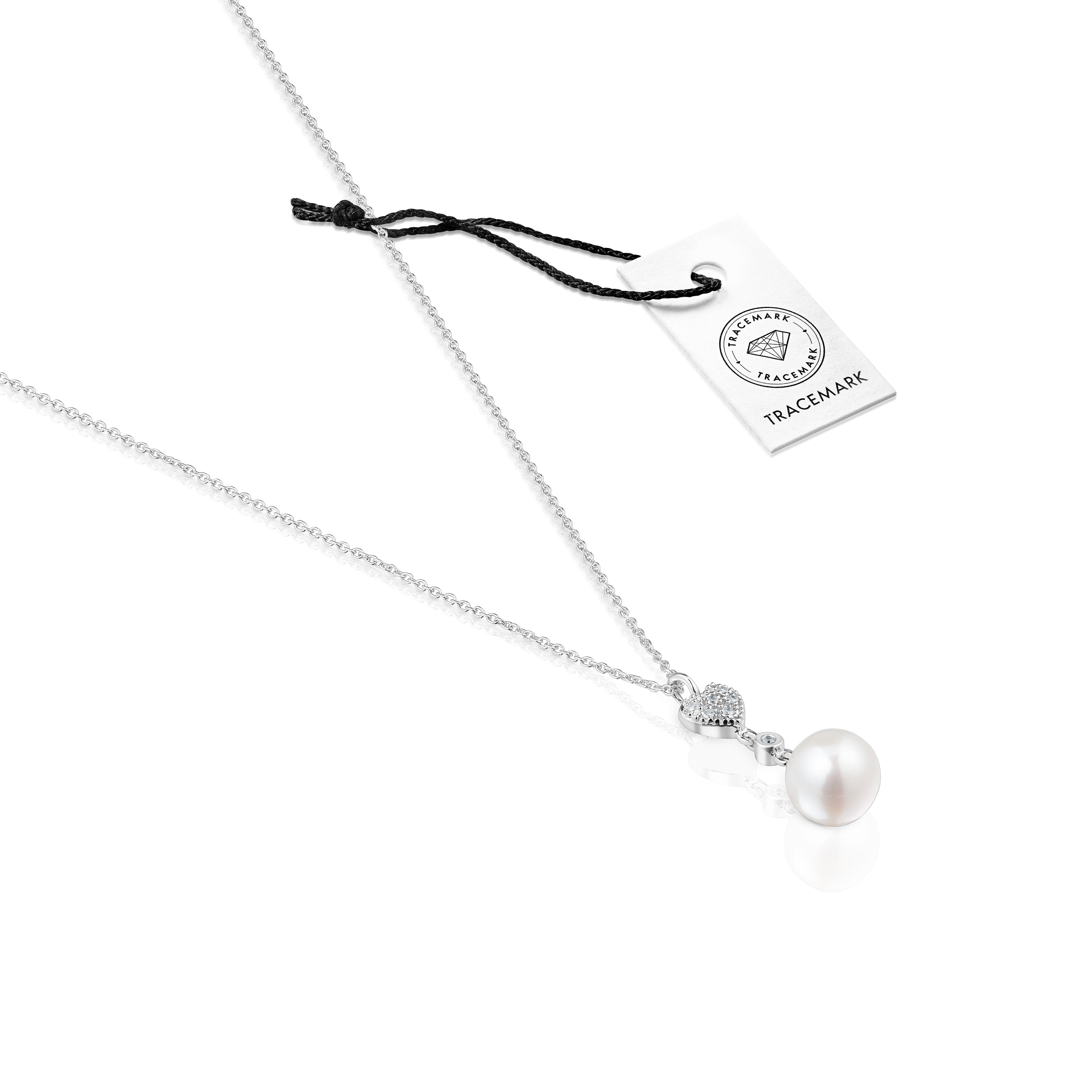 Collar corto corazón de oro blanco con diamantes y perla cultivada TOUS Grain