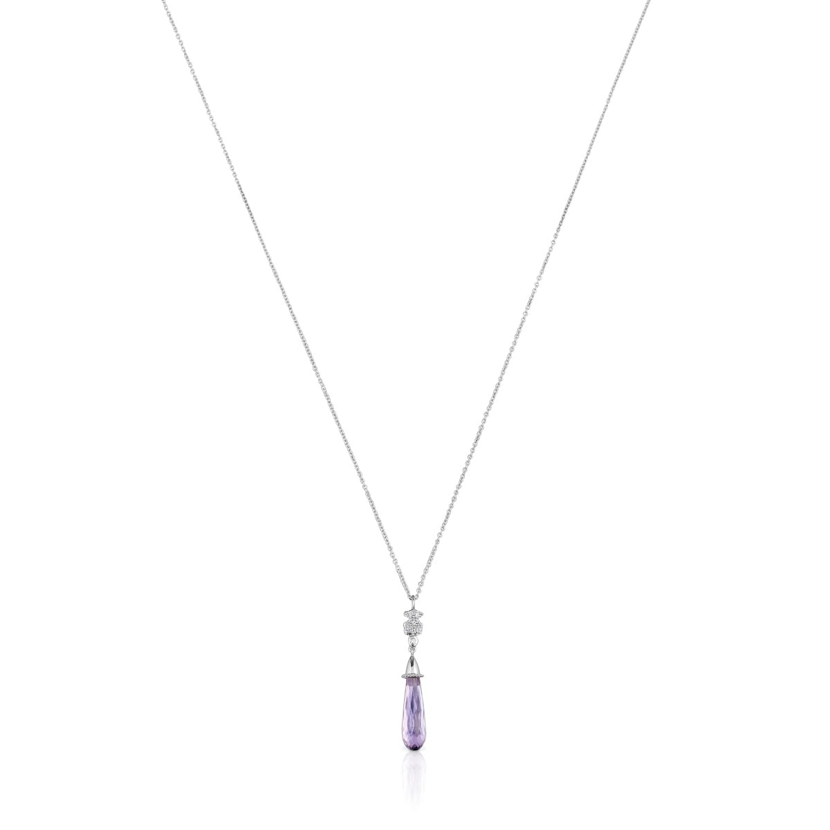 Short white-gold bear Necklace with diamonds and amethyst TOUS Grain