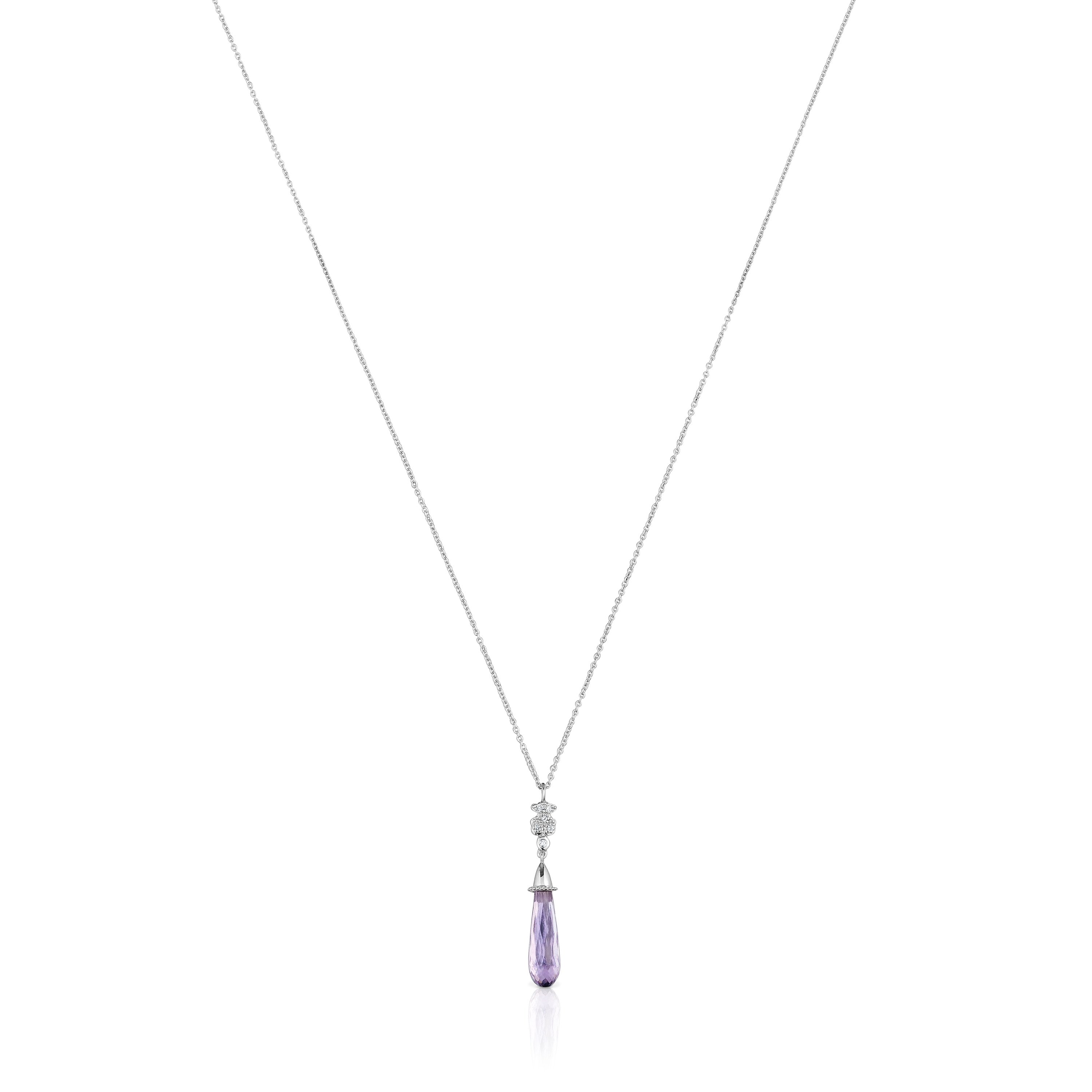 Short white-gold bear Necklace with diamonds and amethyst TOUS Grain