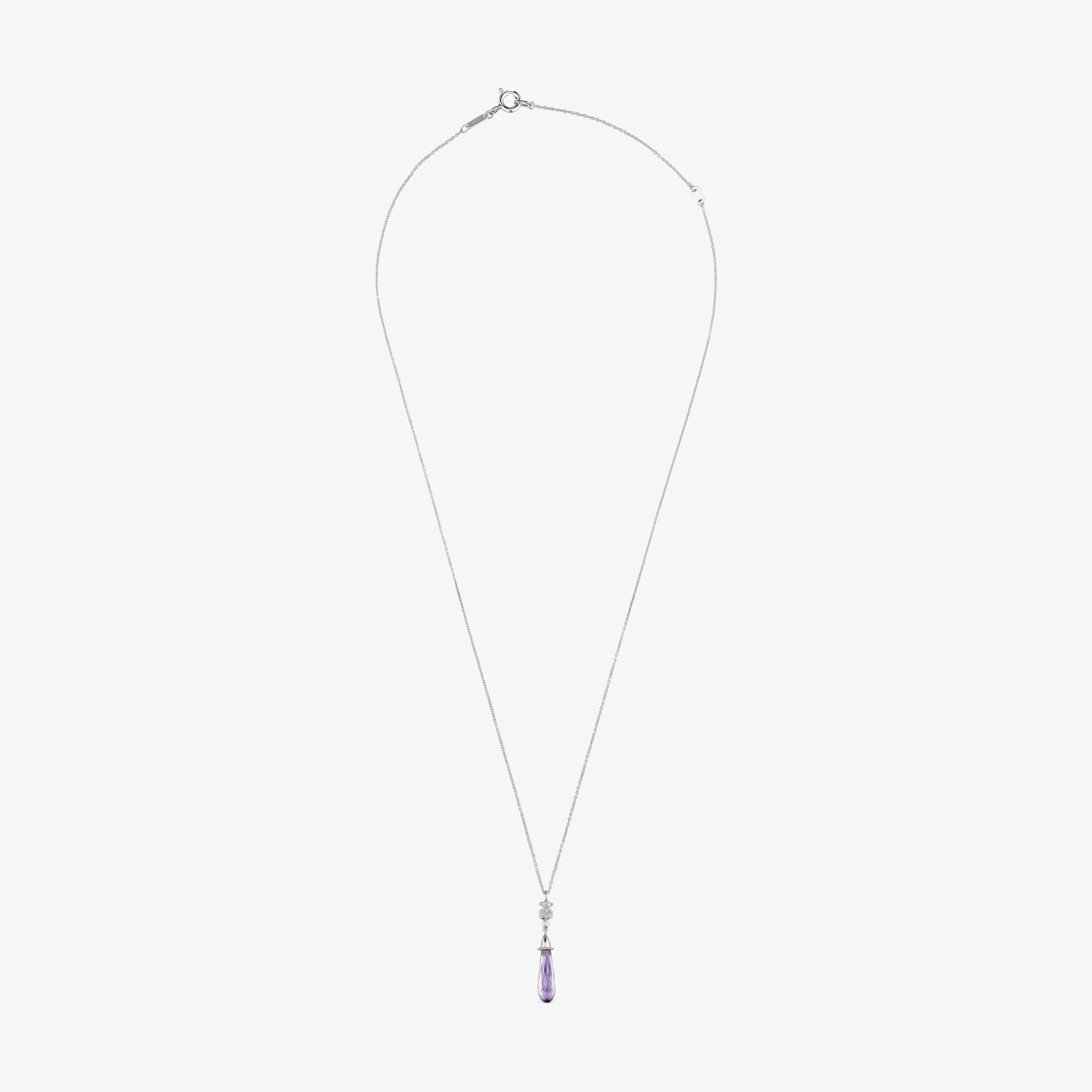 Short 18K white- gold bear Necklace with diamonds and amethyst TOUS Grain