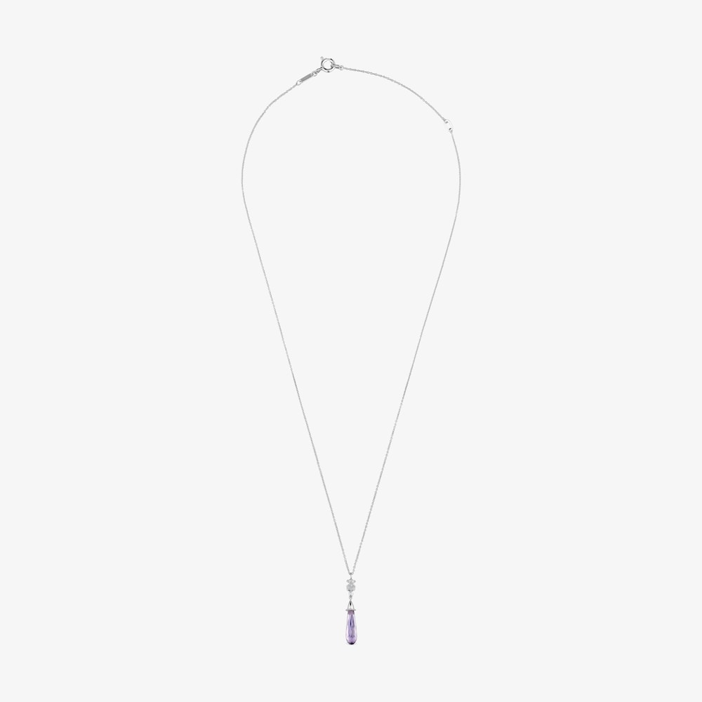 Kr&aacute;tk&yacute; N&aacute;hrdeln&iacute;k z&nbsp;b&iacute;l&eacute;ho zlata s&nbsp;medv&iacute;dkem, diamanty a&nbsp;ametystem TOUS Grain