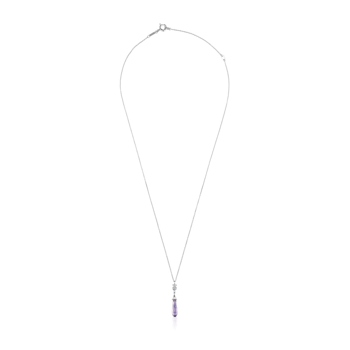 Short white-gold bear Necklace with diamonds and amethyst TOUS Grain