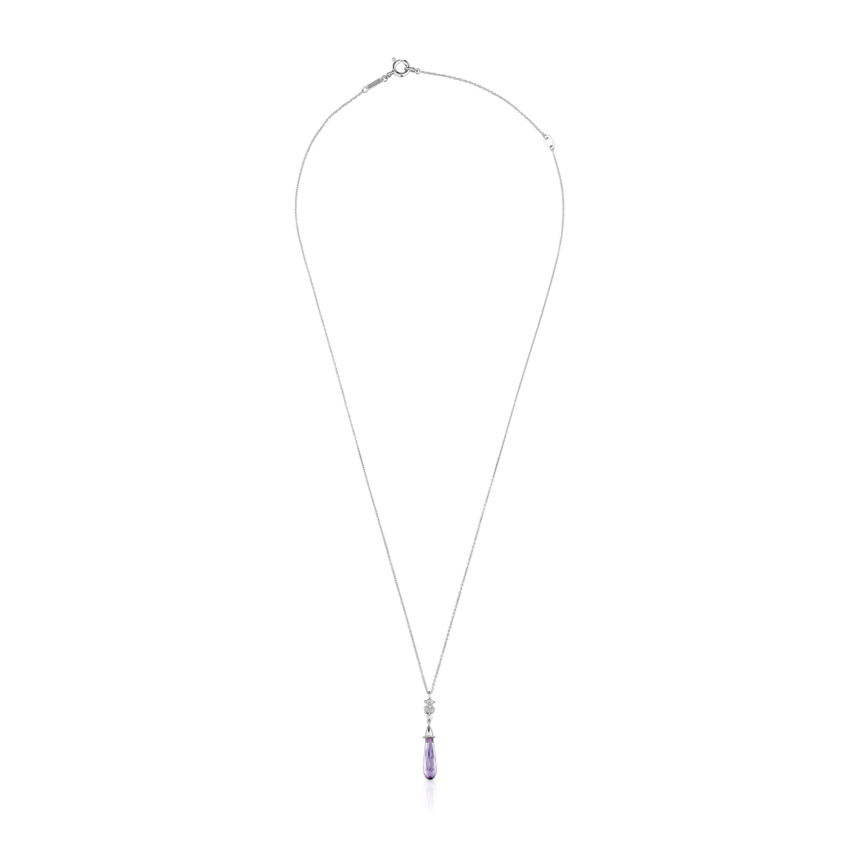 Short white-gold bear Necklace with diamonds and amethyst TOUS Grain
