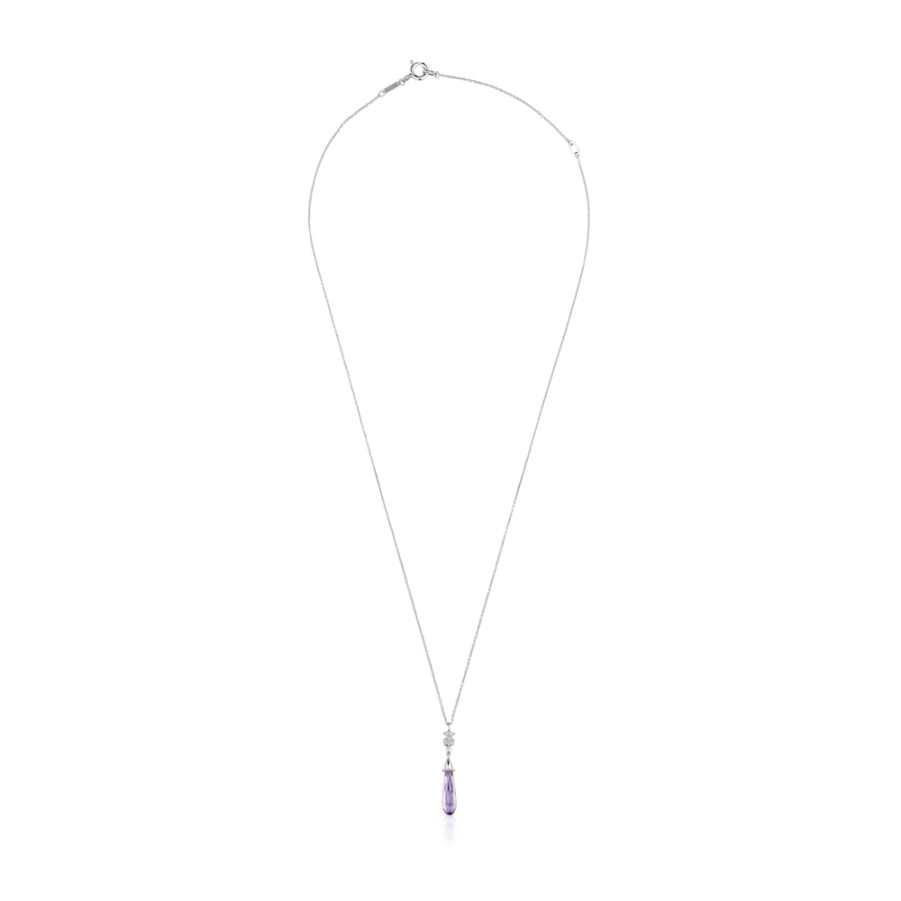 Short white-gold bear Necklace with diamonds and amethyst TOUS Grain