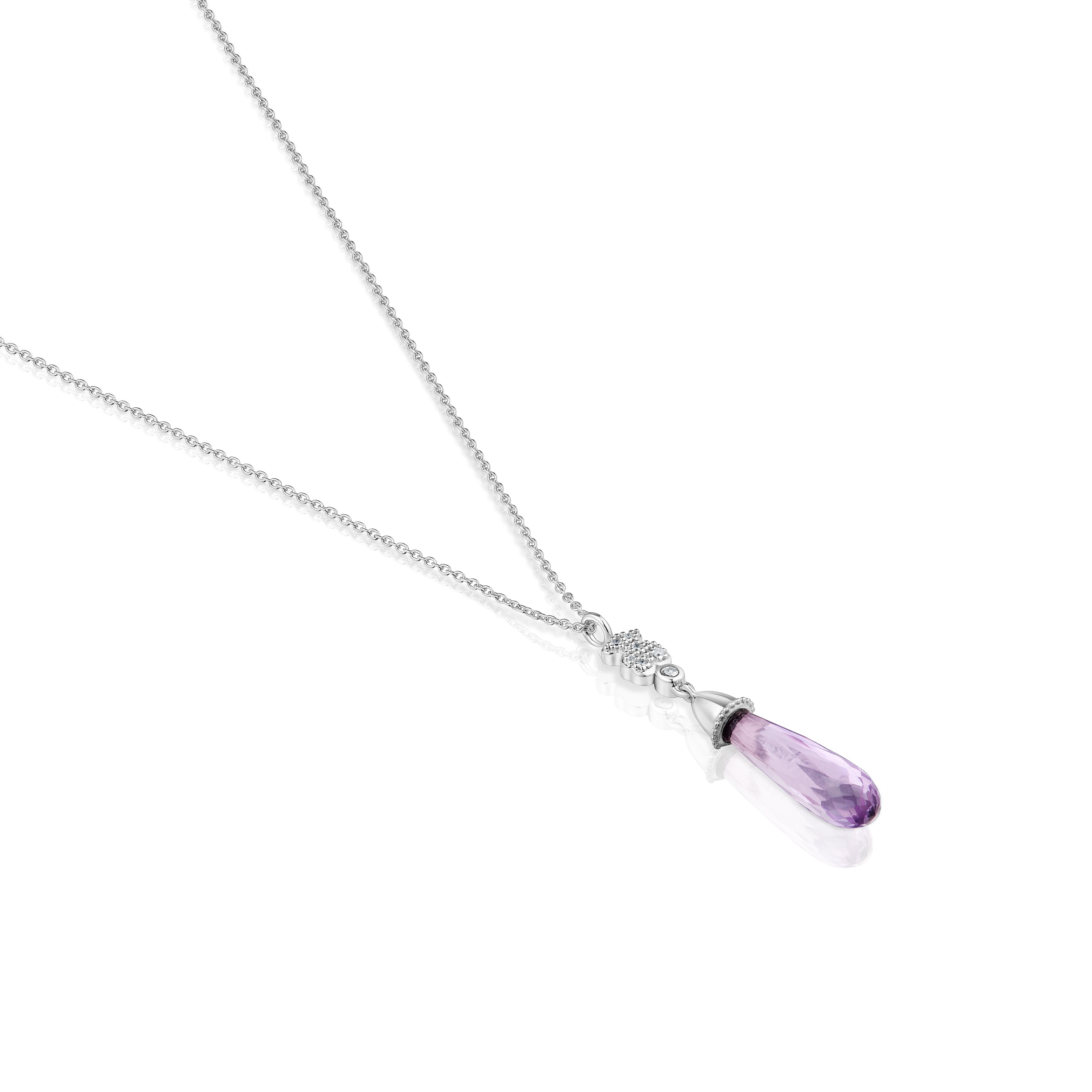 Short white-gold bear Necklace with diamonds and amethyst TOUS Grain